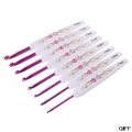 8pcs Plastic Handle Floral Aluminium Crochet Hooks-KS. 