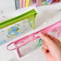 Transparent cartoon pencil bag cute large-capacity stationery storage bag student pencil bag ins stationery bag pencil case. 