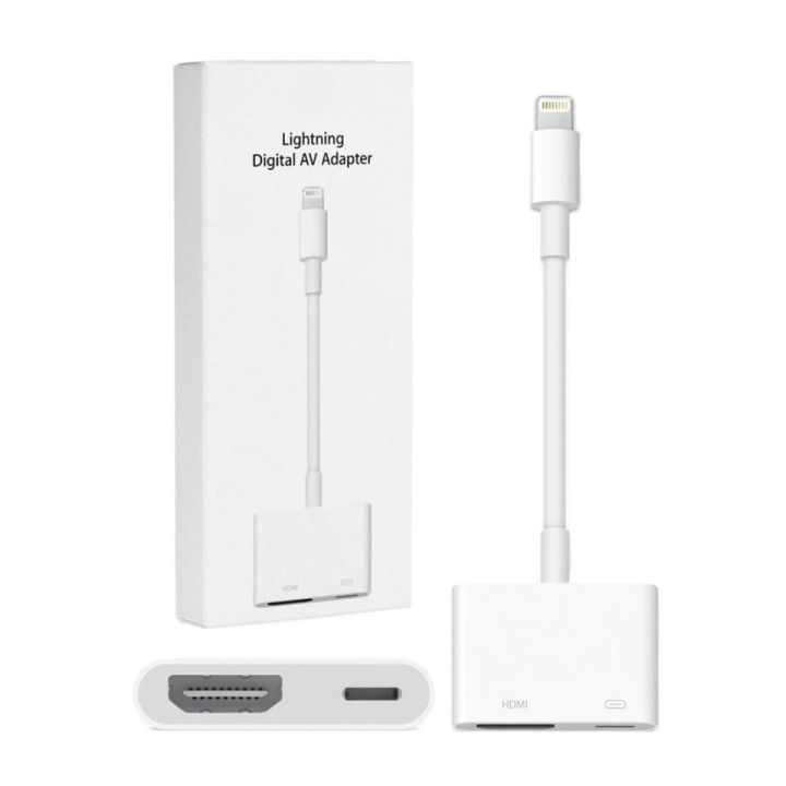 Lightning to Digital AV Adapter for iPhone, iPad, or iPod 1080P Digital Sync Screen Converter AV Adapter Charging Port for iPhone/iPad/iPod HDMI Converter for HD TV/Projector/Monitor Support All iOS