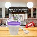 Airtight Rice Flour Bucket 10 Ltrs Storage Container With Free Spoon - Perfect For Rice Flour Cereal Storage. 