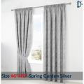 Jacquard Curtain Pair, Lined Tape Top Jacquard Curtains - Spring Garden Silver Grey - 2 Pieces Window Curtain with Tie Back Pair. 
