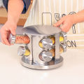 Revolving Spice Tower | Round Spice Rack | Set of 8 Spice Jars | Seasoning Storage Organization | Stainless Steel. 