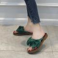 Womens Ladies Girls Korean for Solid Color Bow tie Heel Sandals Slipper Beach Women Casual Flat Fashion Shoes Work. 