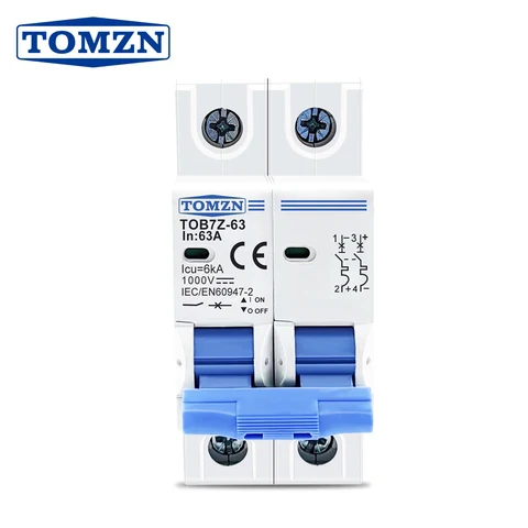 Tomzn 2P DC 1000V Solar MCB 16A, 20A, 25A, 32A, 63A