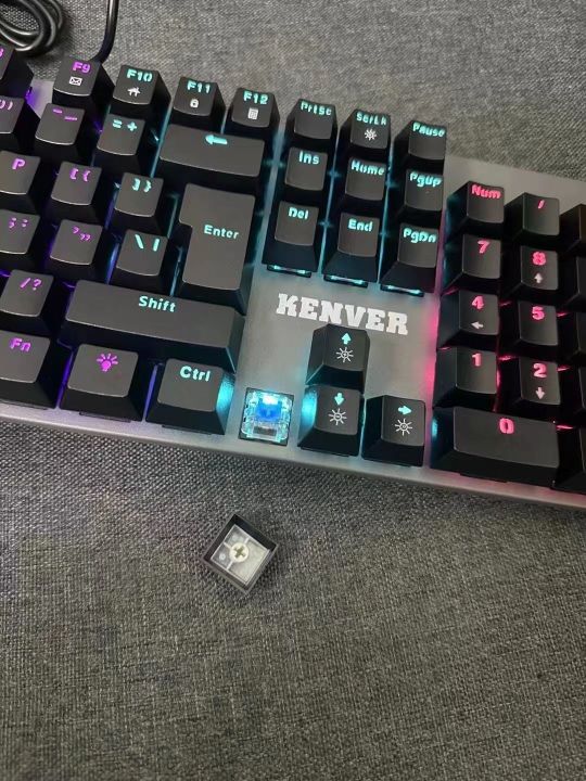 KENVER%20MK100%20Wired%20Mechanical%20Gaming%20Keyboard,%20Backlit%20LED%20Keys,%20%20Blue%20Switches%20Anti-Ghosting%20Keys%20Layout%20Backlight%2013%20Modes%20Water%20Resistant,%20Dust%20Resistant,%20104%20Comfortable%20Floating%20KeysAdjustable%20RGB%20&%20Breathing%20RGB%20Adjustabl%20for%20PC%20Gaming/Working%20Black%20-%20Image%205