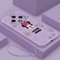 OPPO Reno 12F Reno12 F 5G Minnie Cartoon Mouse Case Shockproof Luxury Liquid Silicon Cover with Lanyard. 