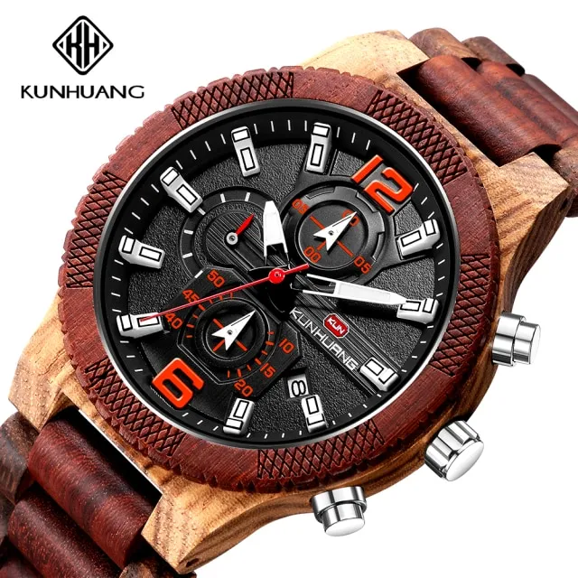 Men's Wood Watches Luminous Multi-function Wooden Watch Men's