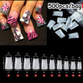 500Pcs Duck Feet Style Nail Tips Clear Duck Feet Fan Flare Extension Patch for Acrylic Nails 12Size Half Cover Acrylic Nail Tips. 