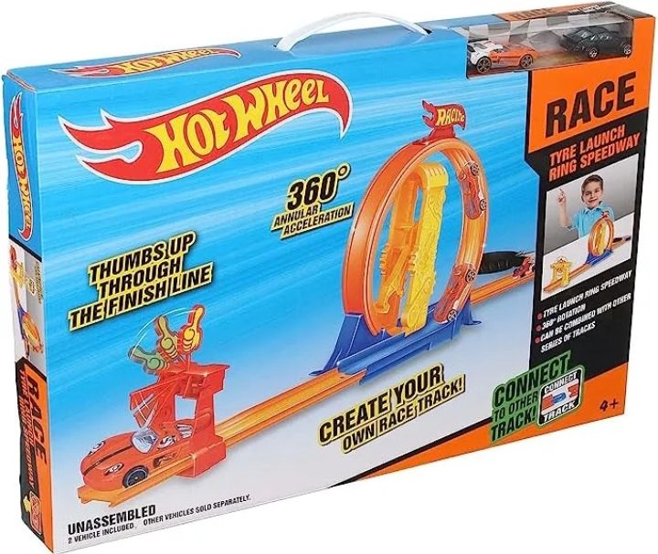 Hot wheels big 360 °  racing track for kids - unassembled