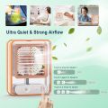 Rechargeable Battery Operated Mini USB Fan with Mist Water Spray Mini Cooler With Led Night Light Mini Ac Personal Air Cooler Desk Fan for Office Kitchen Home. 