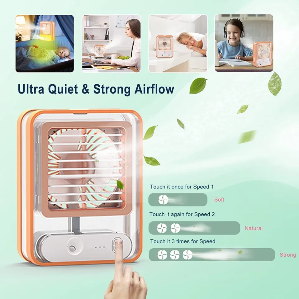 Mini USB Rechargeable Cooling Fan with Mist Portable Desktop Air