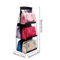 6 Pockets Hanging Purse Handbag Organizer Clear Hanging Shelf Bag Collection Storage Holder Collection. 