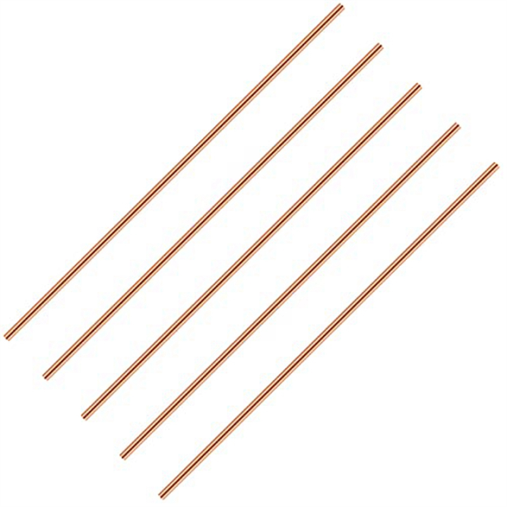 11.8 Inch Length Pure Copper Round Rod Bare Copper Metal Rod Solid Copper Rod Lathe Bar Stock (5 Pcs, 3 mm Dia)