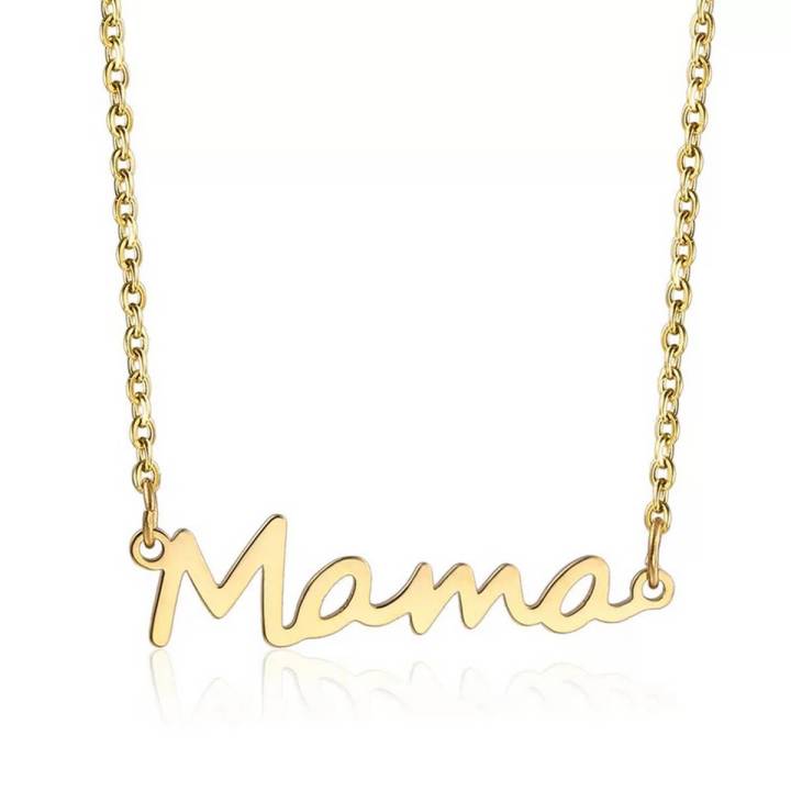 Golden Color Fashion Mama Letters Necklace Stainless Steel Mom Baby Lockbone Chain Pendant Choker Female Jewelry Mother's Day Gift