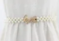 Elegant Butterfly Pearl Rhinestone Belt for Girls Crystal Bridal Waist Belt, Acrylic Pearl. 