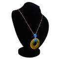Yellow Flower Round Stone Pendant - Golden. 
