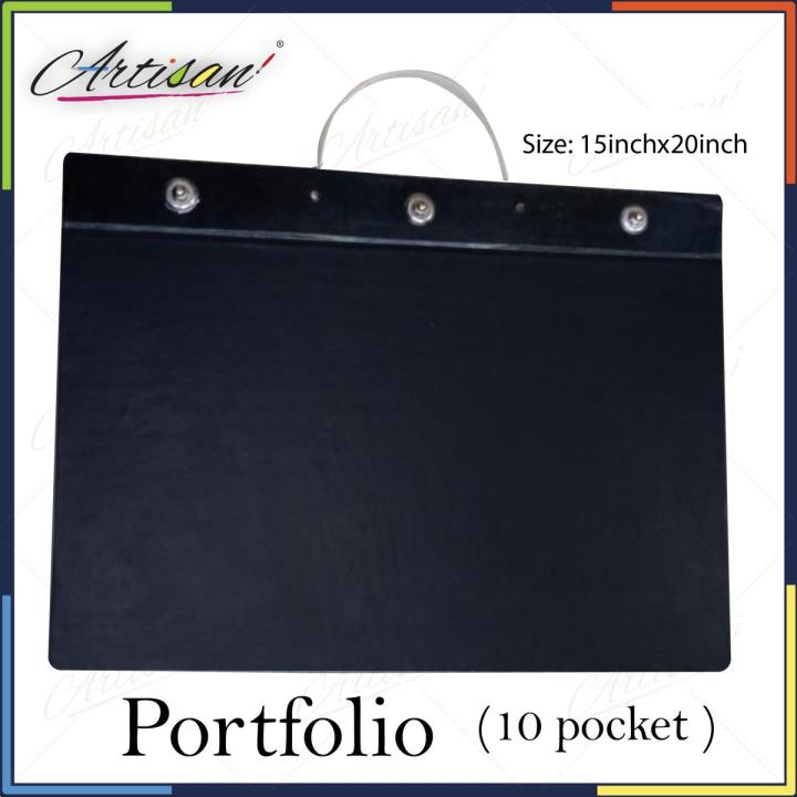 Artist Portfolio Drawing Painting Storage File Folder with 10 Section Pockets Handle Plastic Document Carry Case for Art Set Sketch Supplies