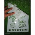 Happy New Year Stencil - Reusable Stencils for Painting - Create DIY Happy New Year Stars Decorative Paper Card Template. ID #583. 