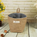 Small Storage Sack Stripe Dot Hanging bag Sundries storage basket jute cloth bag Flower Pot Cosmetic Bag Home Decor 14*12.5cm. 