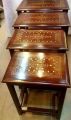 Wooden Nesting Tables Chinioti Solid Sheesham Wood Nesting Tables Set of 4 (Coffee table Serving table , Furniture Wooden ) - Strait D13-Light Brown. 
