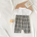 Gentle Baby Boys Summer Clothing Plaid Cotton Short Sleeved Infants Romper Casual. 