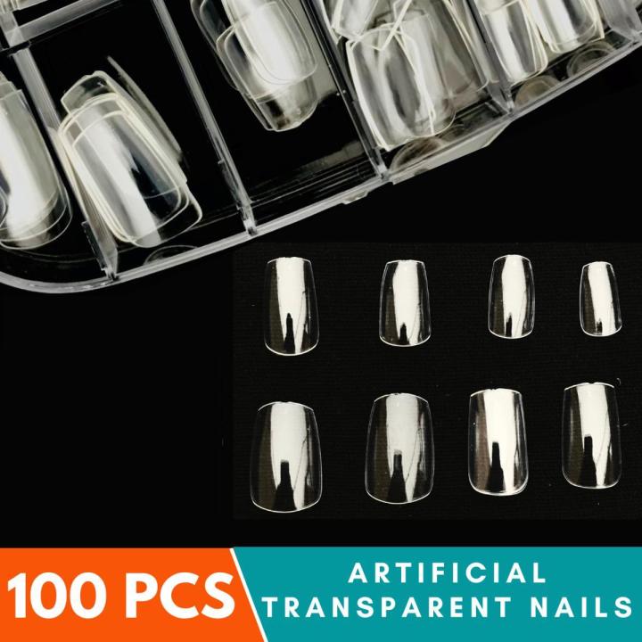 100%20PCS%20Transparent%20Artificial%20Nails%20Square%20Shape%20Fake%20Nails%20Kit%20For%20Girls%20Beautiful%20Premium%20Nails%20Art%20-%20Image%205