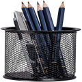 Metal Mesh Pen Container Round / Metal Mesh Pen Container / Pen Pencil Holder Organizer / Cosmetic Round Pen Stand Holders / Stationery Container Desk Organizer / Metal Round Container Art # SS-MRC01 (6 pcs). 