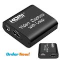 4K HDMI Video Capture Card 1080p Device With Mic for Live Streaming Video Recording Loop Out. 
