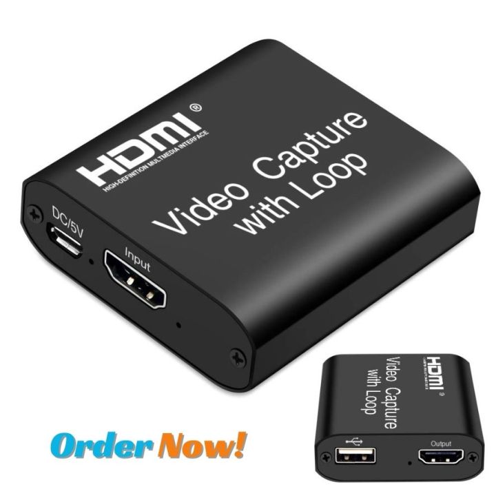 4K HDMI Video Capture Card 1080p Device With Mic for Live Streaming Video Recording Loop Out