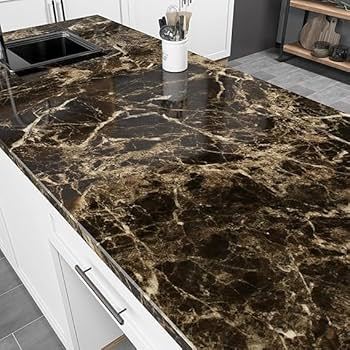 Self Adhesive Black Marble Sheet for Kitchen - Anti Oil and Heat Resistant Wallpaper Small Size 30 x 100cm Large Size 60 x 200