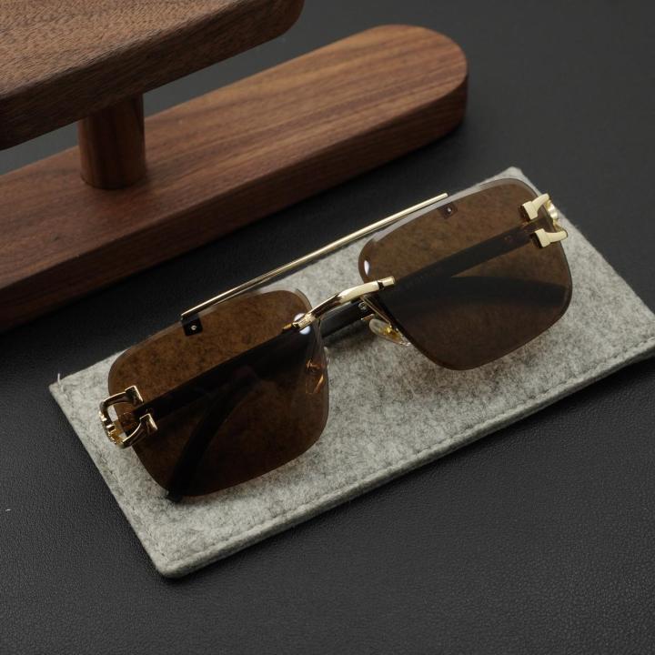 Modern%20Rimless%20Sunglasses%20for%20Men%20%E2%80%93%20Premium%20Gold%20Metal%20Detailing,%20Brown%20Lens%20%7C%20With%20Pouch%20&%20Hard%20Case%20Box%20-%20Image%202