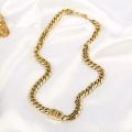 Gold Thick Chain Double D Letter Alloy Necklace Fashion Design Bracelet Accessories. 