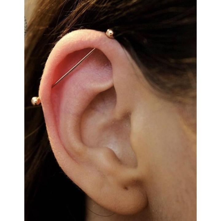 Gold Industrial Skinny Industrial Piercing Thin Steel 38mm Ear Plug