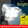 Outdoor Solar Light Motion Sensor Security Dummy Camera Wireless Flood Light IP65 Waterproof 77 LED Lamp 3 Mode For Home Garden. 