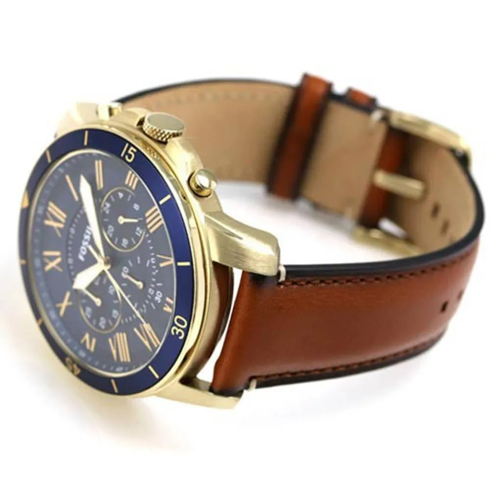 Fossil grant chronograph leather watch best sale