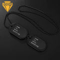 Military Army Style Black 2 Dog Tags Pendant Sweater Chain Necklace Men's Jewelry. 