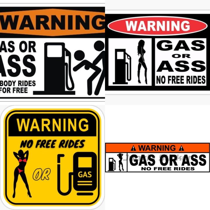 Funny GAS OR ASS NO FREE RIDES Redneck Bumper Sticker Truck Window Decal Motorcycle Anime Girl Accessory