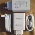 Tecno Fast Charger + Data Cable 3.0 Fast Charging For Tecno and Android Mobile Phone. 