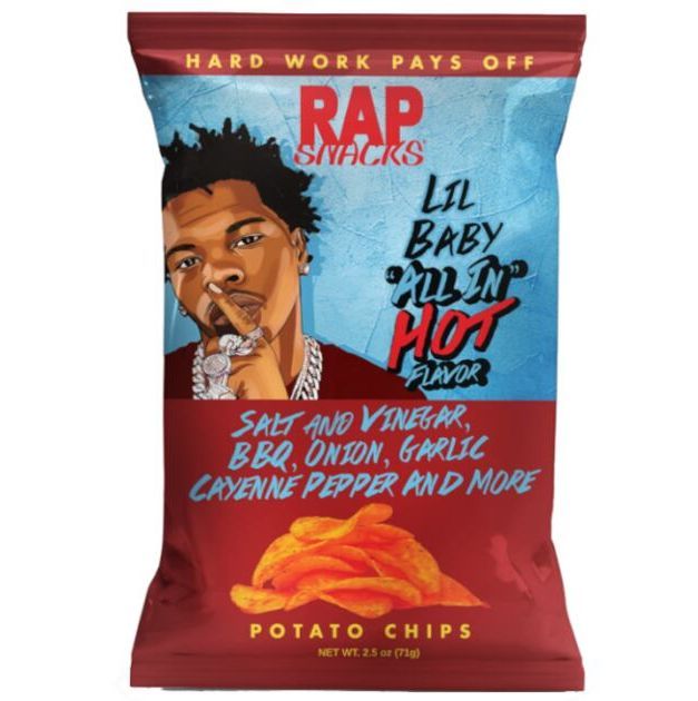 Crunchy Raps Foods Rap Snacks Lil Baby “All In” Flavored Potato Chips – Salt & Vinegar ...