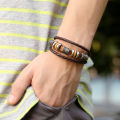 Cross-border hot-selling jewelry, simple hand-beaded multi-layer leather bracelets, European and American fashion popular men's bracelets, bracelets, and bracelets. 
