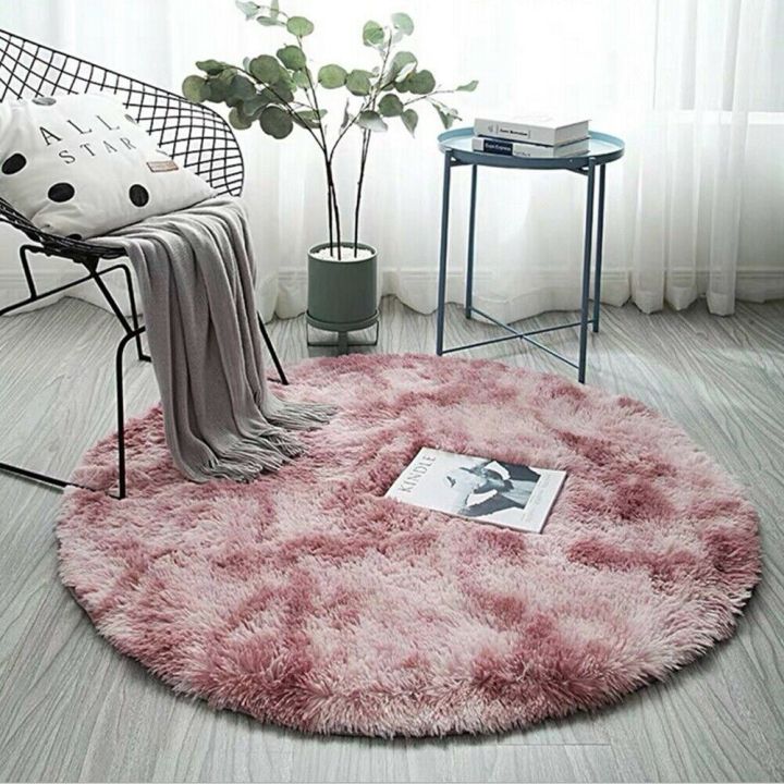 【Miga Plaza】Circle Round Shaggy Rug Living Room Bedroom Carpet Floor Fluffy Mat Rug Tie-Dye Round Carpet