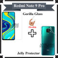 Xiaomi Redmi Note 9 Pro Unbreakable Gorilla Glass Screen Protector + Back Jelly Protector Clear Soft Film Protection Hydrogel Film Protector For Note 9 Pro. 