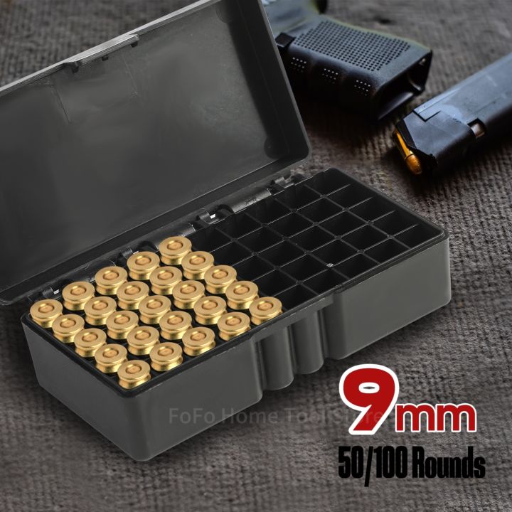 9mm Tactical Ammo Box 50/100 Rounds Ammo Storage Case Portable Shotgun Rifle Holder Box Can Hinge-Top Design