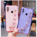 For Huawei Nova 3 Phone Cover + 3D Love Heart Wristband Fashion Ultra Thin Shiny Plating Bumper Soft TPU Silicone Shockproof Protective Case Back Cover. 