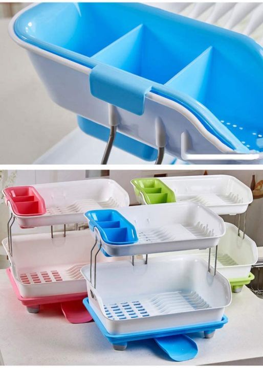 Multifunction 2 Tier Dish Rack With Water Drainer – Kitchen Dish Drying ...