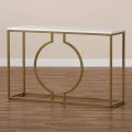 Console Table Marble Entrance Table, Wrought Iron Entrance Station Narrow Table Against The Wall - Light Luxury Semi Circle Console Table for Entryway and Hallway Decor. 