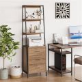 Industrial Bookshelf, Tall Bookcase with 3 Fabric Storage Drawers, Display Standing Shelf Unit for Living Room, Home Office,. 