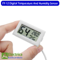 FY-12 Embedded Temperature And Humidity Sensor with wire Mini LCD Digital Hygrometer Indoor Temperature Gauge Humidity Meter Tape Probe by Electrica. 
