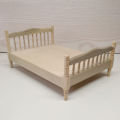 Wooden Double Bed High Simulation Miniature Decor 1/12 Scale Dollhouse Double Bed Kids Gift for Room Scene. 