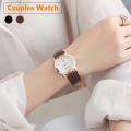 MREURIO Casual Couple Watch Luxury Quartz Leather Watch Lovers Wristwatch For Men Women. 